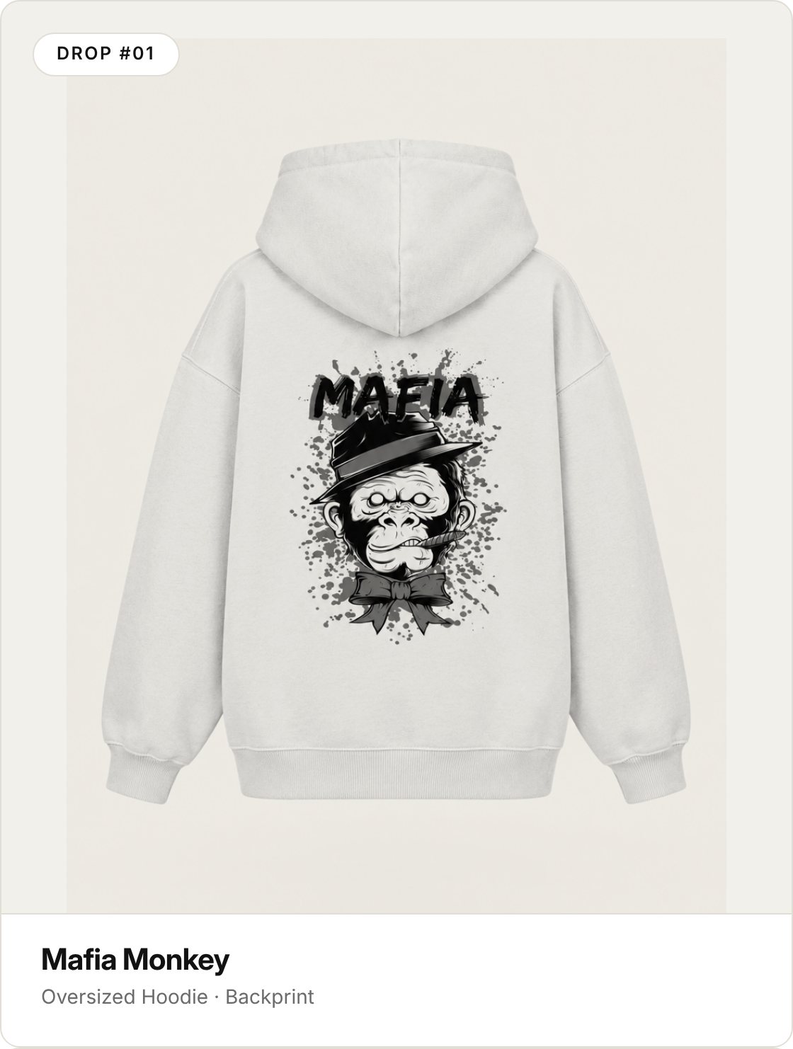 KRYOT Mafia Monkey Oversized Hoodie mit Backprint